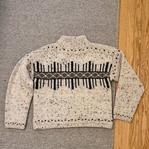 Isabel Marant Cream Knit Turtleneck Sweater with Black Pattern